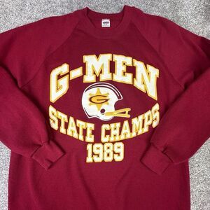 Vintage Wolf G-Man State Champs 1989 Sweatshirt Mens XL Regular Crewneck 90's